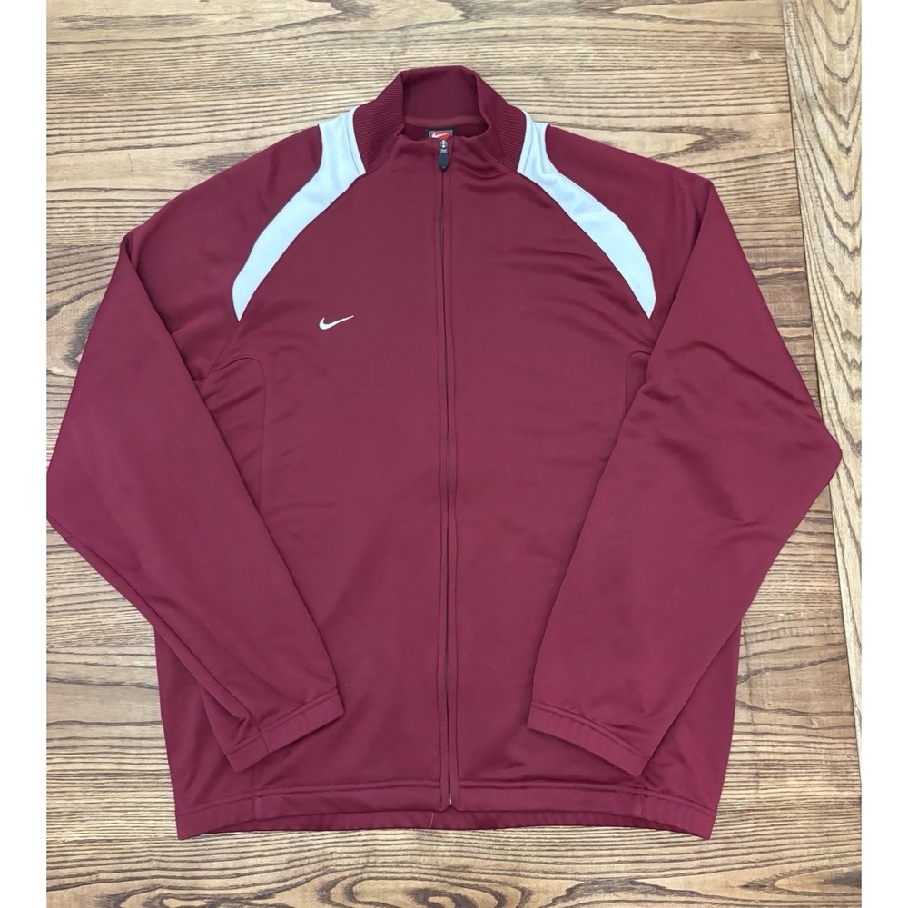 Vintage 90s Y2K Nike Team Men's Large Red/White Full Zip Track Jacket